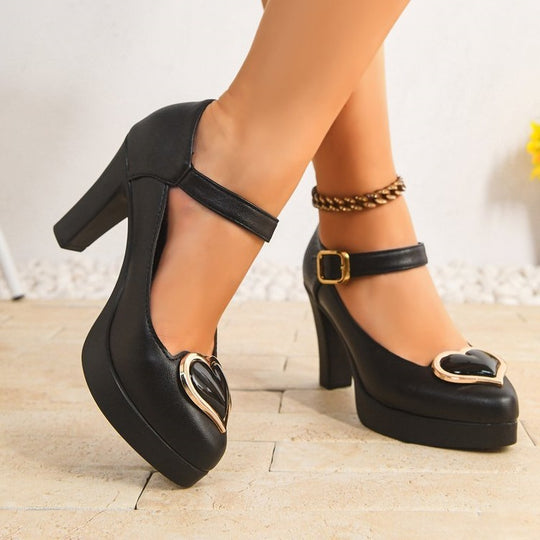 Damen Elegante Pumps mit modischem Riemchen und glamourösem Schnallen-Detail R&B