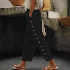 Damen Modische Palazzo-Hose mit Knopfdetails und elastischem Bund R&B