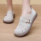 Damen Komfortable Slip-On Schuhe mit flexiblem Strickoberteil und modischem Schnallen-Detail R&B