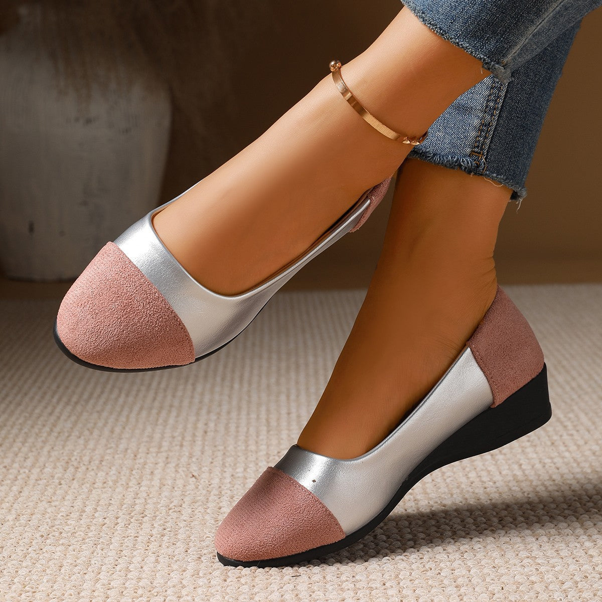 Damen Wedge-Schuhe mit elegantem Samt-Obermaterial und anatomisch geformtem Fußbett R&B