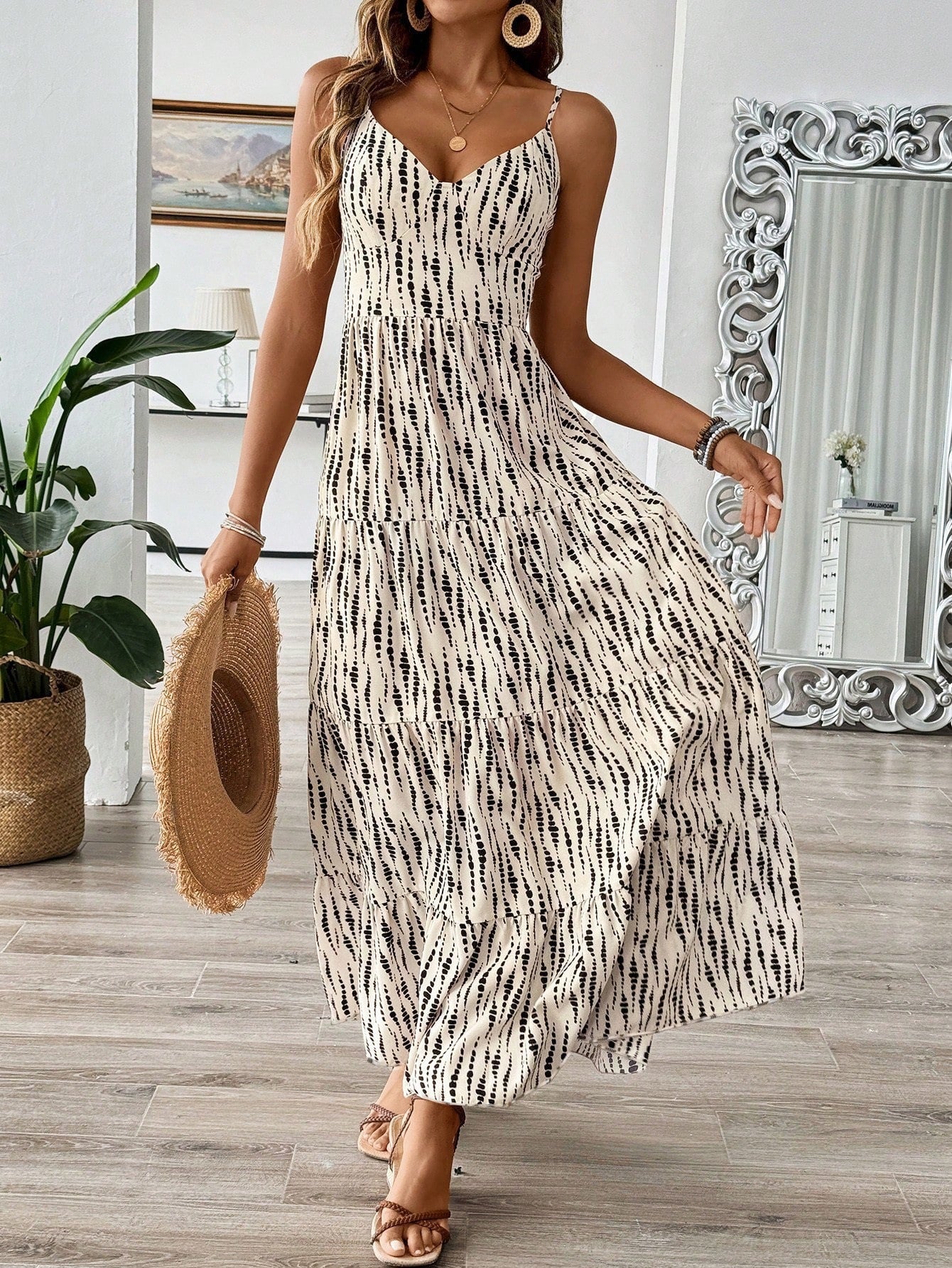 Damen Maxikleid mit trägerlosem Design und fließendem Schnitt R&B