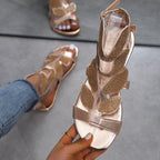 Damen elegante Sandalen mit funkelnden Strassapplikationen und R&Brnem Riemendesign R&B