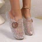 Damen Modische Glitzer-Clogs mit elegantem Schnallen-Design R&B