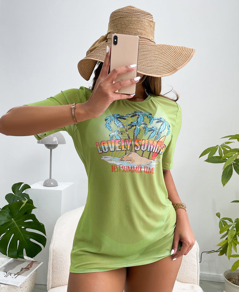 Damen Strandshirt mit sommerlichem Motiv und lockerer Passform R&B