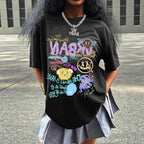 Damen oversized Grafik-T-Shirt mit urbanem Design R&B