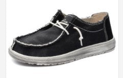 Herren nan lässiger Mokassin-Sneaker aus Jeansstoff mit elastischer Tau-Schnürung und gepolsterter Komfortsohle R&B