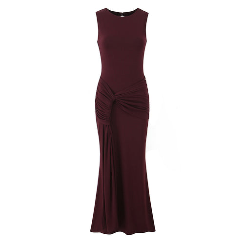 Damen Maxikleid mit raffinierten Drapierungen und elegantem Rückenausschnitt R&B