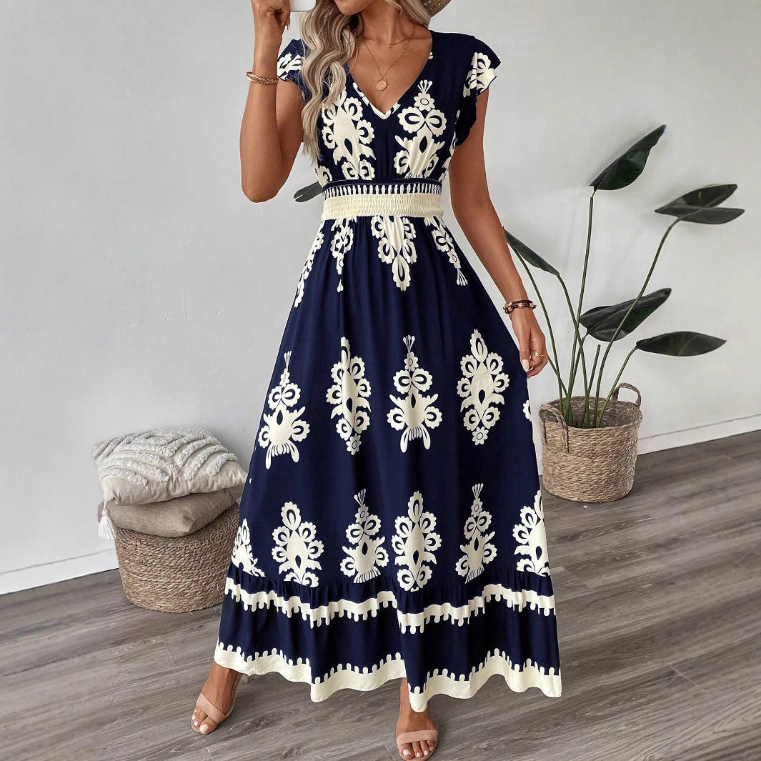 Damen Maxikleid mit eleganter Stickerei und Rüschendetails R&B