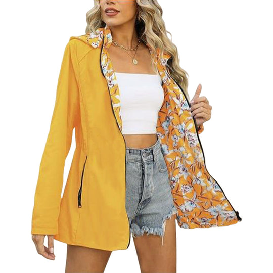 Damen leichte Übergangsjacke mit floralem Innenfutter R&B