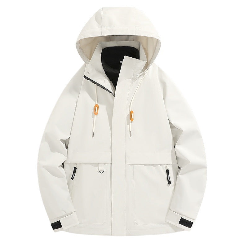 Herren wetterfeste Outdoor-Jacke mit verstellbarer Kapuze und praktischen Taschen R&B