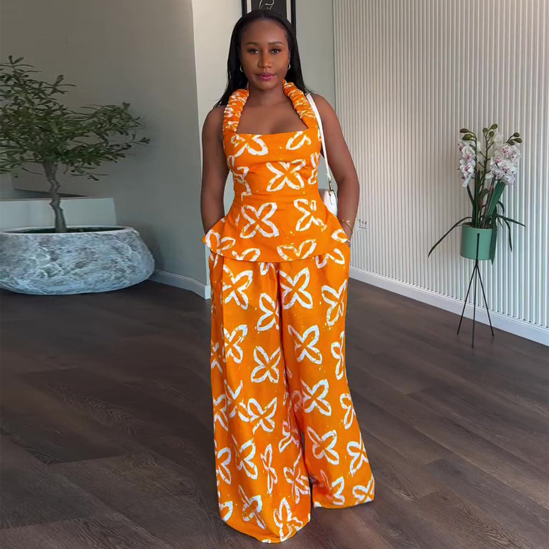 Damen Maxikleid mit breitem Trager und praktischen Seitentaschen R&B