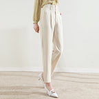 Damen Bundfalten Stoffhose mit schmalem Bein