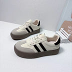 Damen Plateausneakers mit eleganter Oberflächenstruktur und rutschfester Sohle