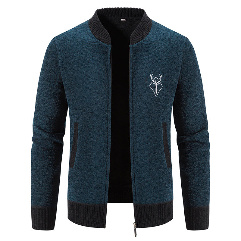 Herren modische Strickjacke mit Reißverschluss und hohem Kragen R&B