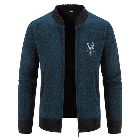 Herren modische Strickjacke mit Reißverschluss und hohem Kragen R&B
