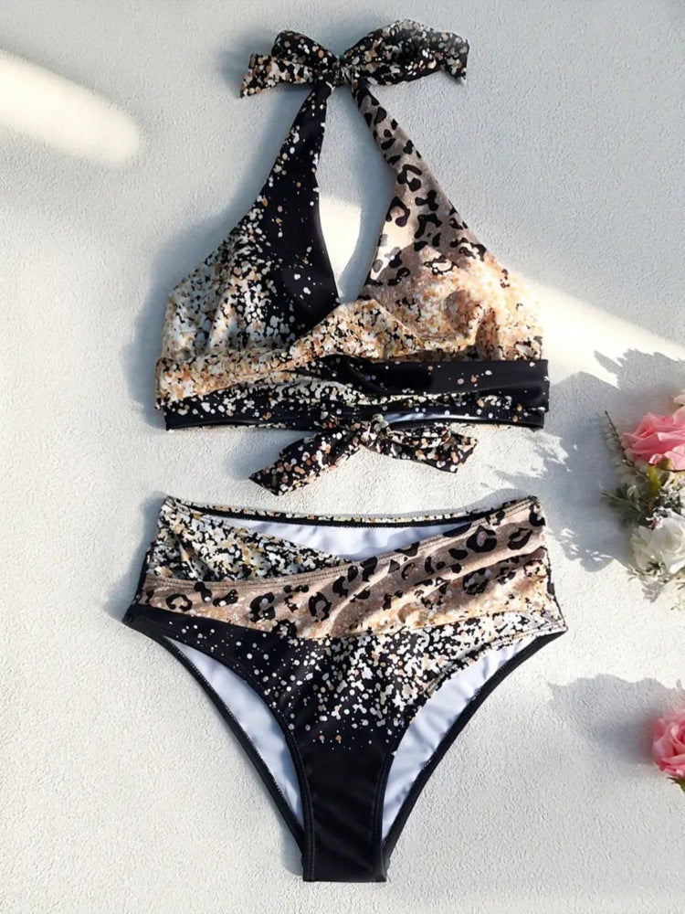 Damen Hochtailliertes Bikiniset mit verspieltem Knoten und schimmernden Akzenten R&B
