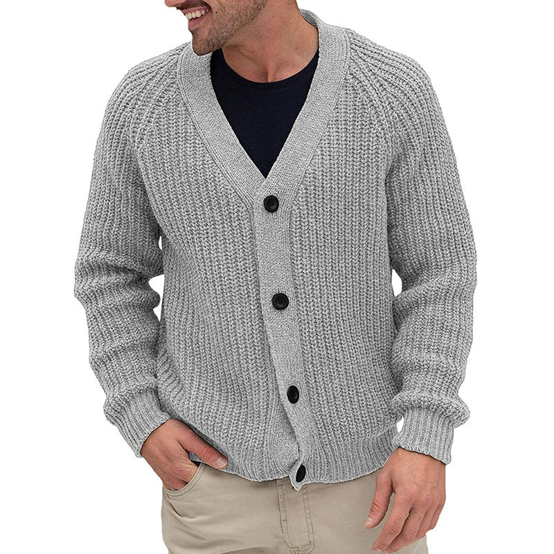 Herren modische Strickjacke mit tiefem V-Ausschnitt und strukturierter Oberfläche R&B