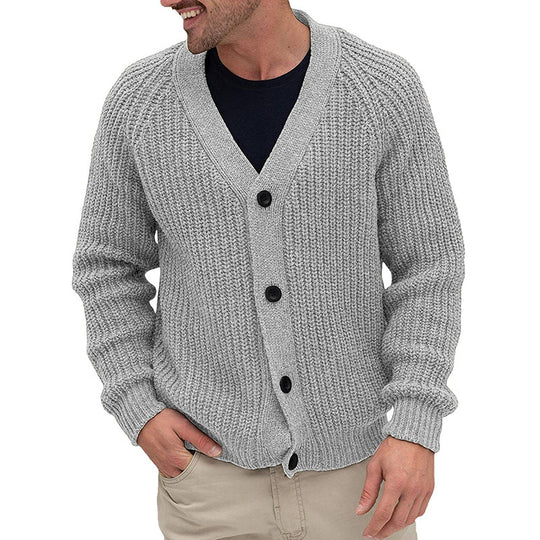 Herren modische Strickjacke mit tiefem V-Ausschnitt und strukturierter Oberfläche R&B