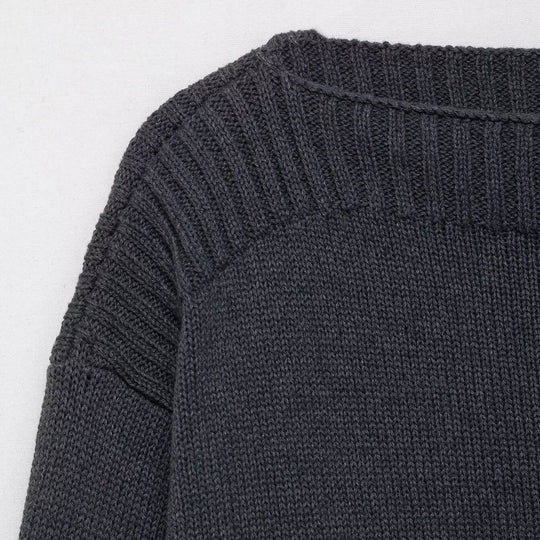 Damen eleganter Oversized-Strickpullover mit weitem Rundhalsausschnitt R&B