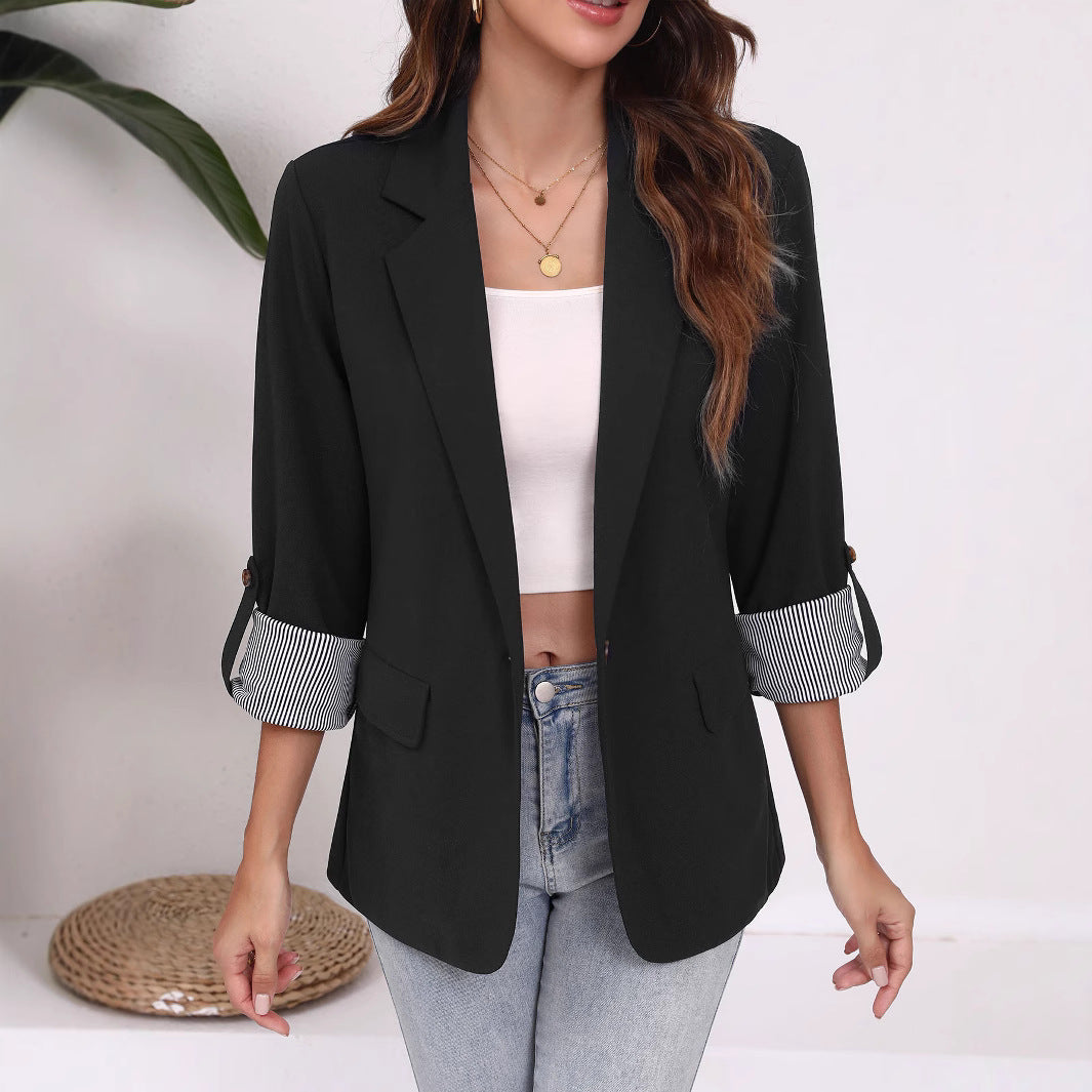 Damen Strukturierter Blazer mit modischem Kontrastärmel R&B