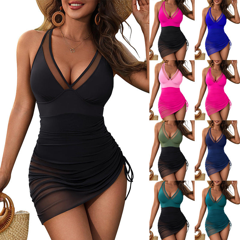 Damen Badekleid mit raffinierten Rüschendetails und verstellbaren Trägern R&B