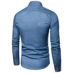 Herren Denim Langarmhemd mit eleganten Kontrasten und modernem Schnitt