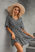 Damen Freizeitkleid mit floralem Design und modischen Knopfdetails R&B