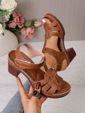 Damen Komfortable Riemchen-Sandalen mit geschwungenem Absatz und atmungsaktivem Leder R&B