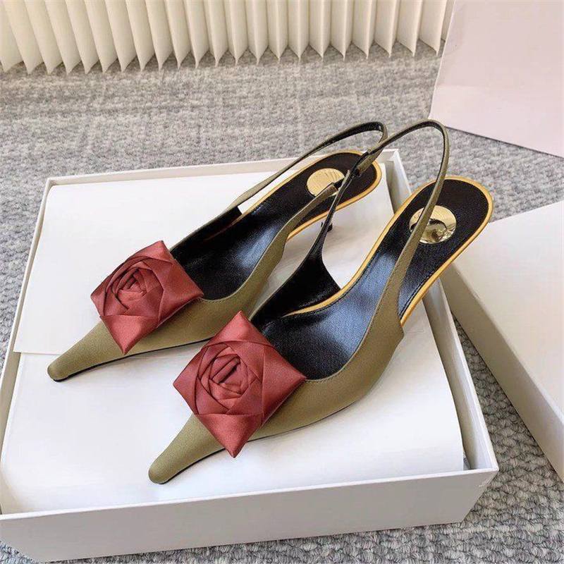 Damen elegante Slingback Pumps mit raffiniertem Blumendetail R&B