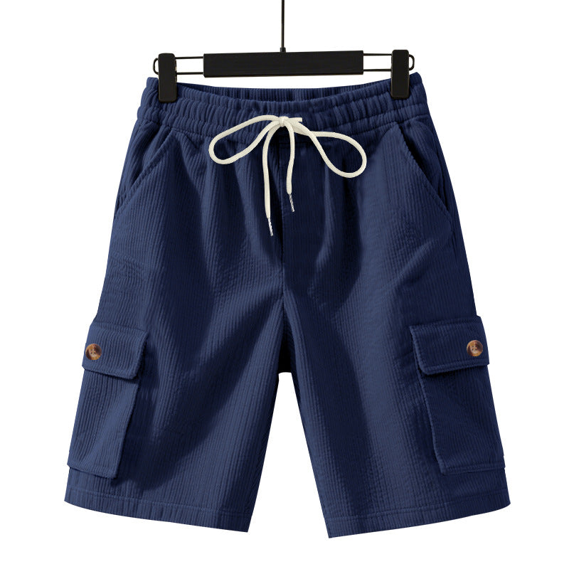 Herren nan Cord-Cargo-Shorts mit elastischem Tunnelzugbund, aufgesetzten Cargotaschen und weichem Baumwollmix R&B