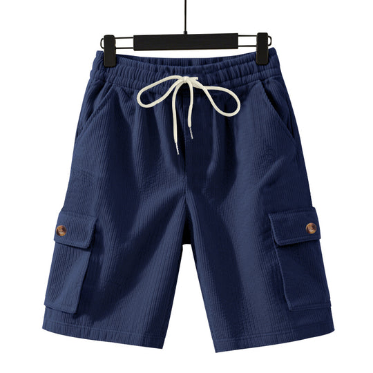 Herren nan Cord-Cargo-Shorts mit elastischem Tunnelzugbund, aufgesetzten Cargotaschen und weichem Baumwollmix R&B
