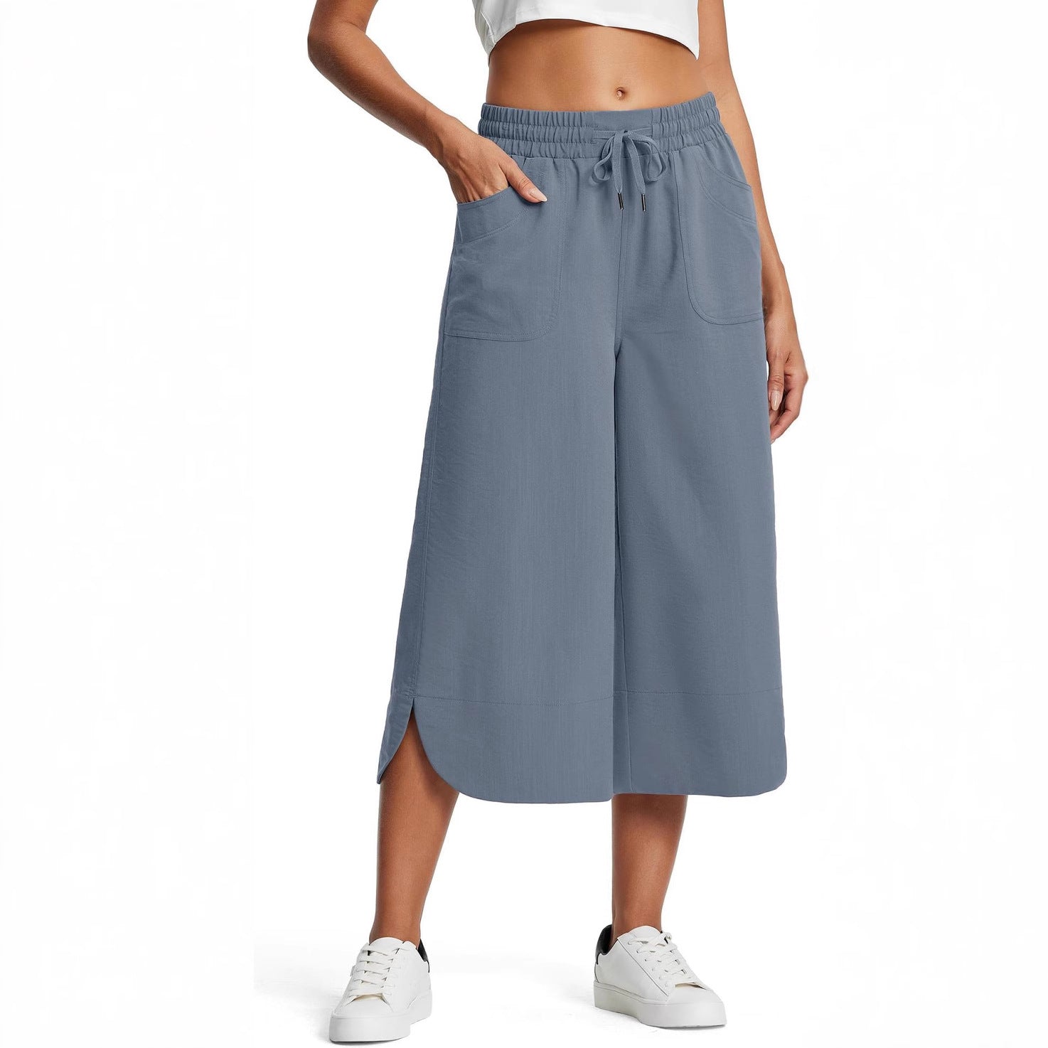 Damen bequeme Culotte mit elastischem Bund und praktischen Taschen R&B