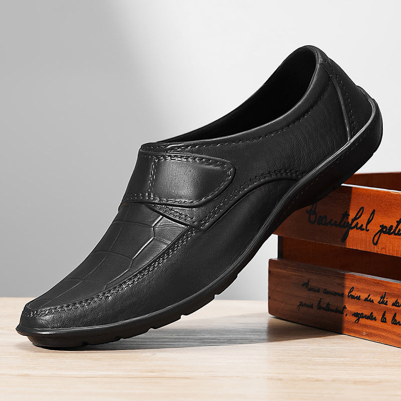 Herren Komfortable Leder Slipper mit leichtem Klettverschluss R&B