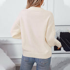 Damen Grobstrickpullover mit raffiniertem Zopfmuster und Rundhalsausschnitt
