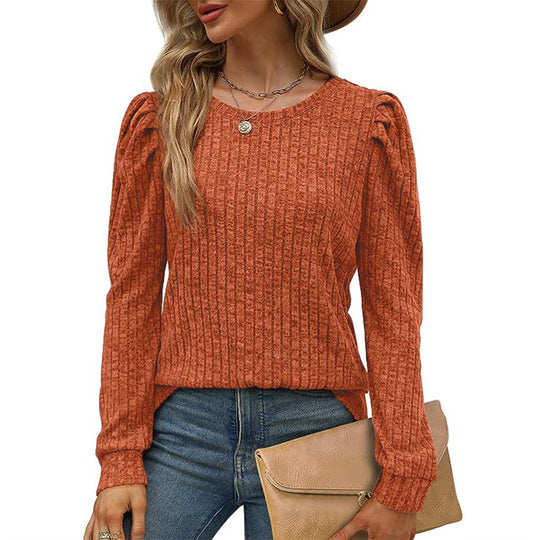 Damen stilvolles Pullover mit gerafften Ärmeln R&B
