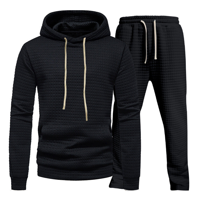Herren Fitness-Hoodie und Jogginghose Set mit strukturiertem Design R&B