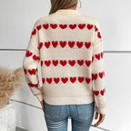 Damen kuscheliger Pullover mit Herzchenmuster