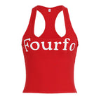 Damen Sportliches Crop-Top mit raffinierten Trägern und auffälligem Schriftzug R&B
