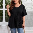 Damen V-Ausschnitt T-Shirt R&B