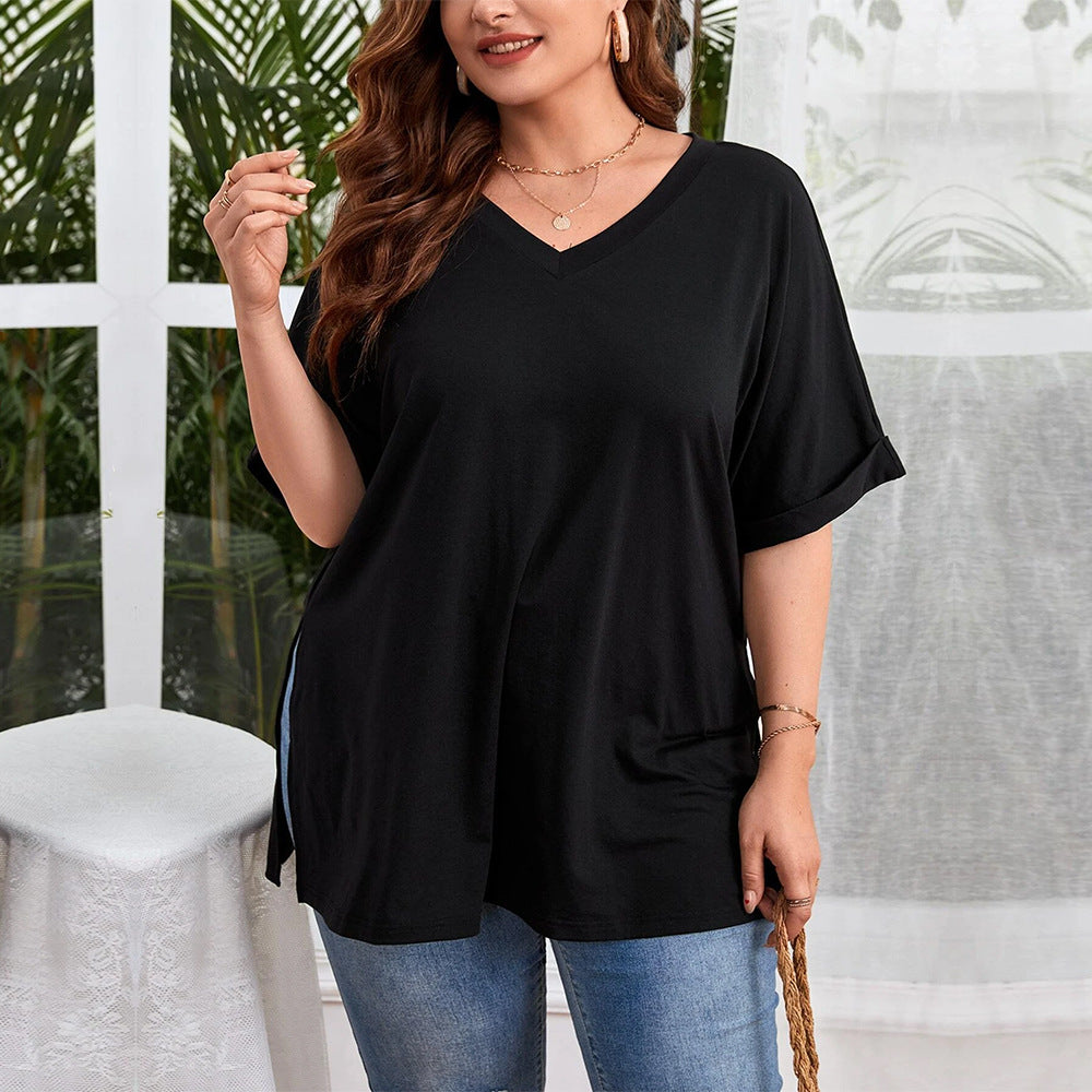 Damen V-Ausschnitt T-Shirt R&B