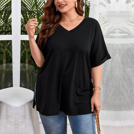 Damen V-Ausschnitt T-Shirt R&B