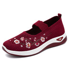 Damen Sportliche Slip-On Sneakers mit floralem Stickdesign R&B