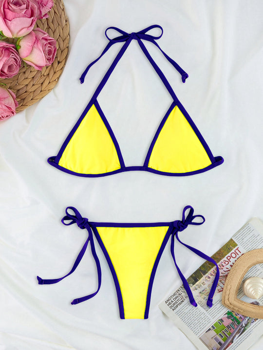Damen Triangel-Bikini-Set mit individuell anpassbarem Kordelzug R&B