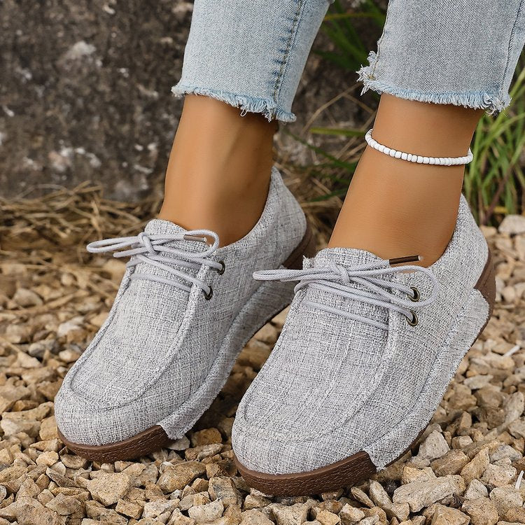 Damen bequeme Halbschuhe mit elastischen Schnürsenkeln und rutschfester Sohle R&B