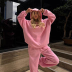 Damen Oversized Sweatset mit Kapuze und elastischen Bündchen R&B