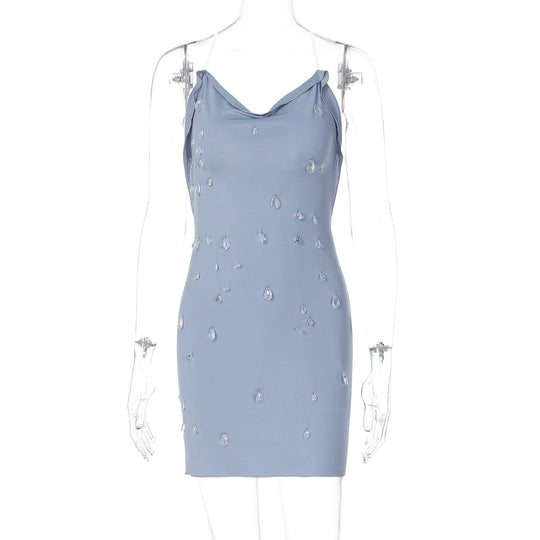 Damen figurbetonendes Minikleid mit eleganter Drapierung und transparenten Applikationen R&B