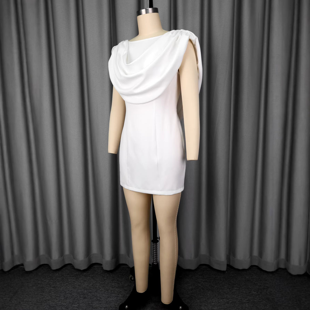 Damen Elegantes Minikleid mit drapiertem Schalkragen R&B