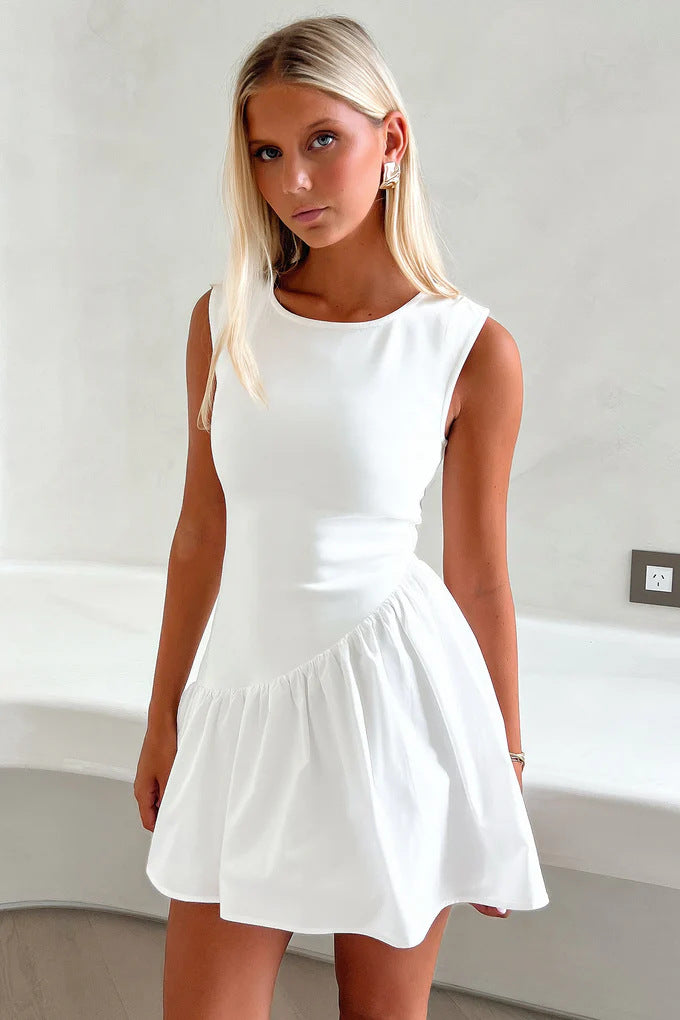 Damen verspieltes Sommerkleid mit asymmetrischem Schnitt und Rüschendetails R&B