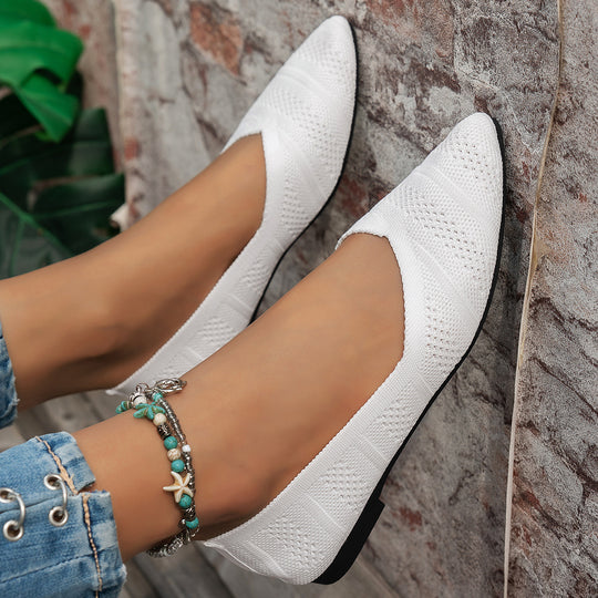 Damen elegante Ballerinas mit atmungsaktivem Strickdesign R&B