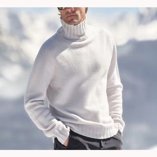 Herren Rollkragenpullover aus hochwertiger Wolle mit strukturierten Details R&B